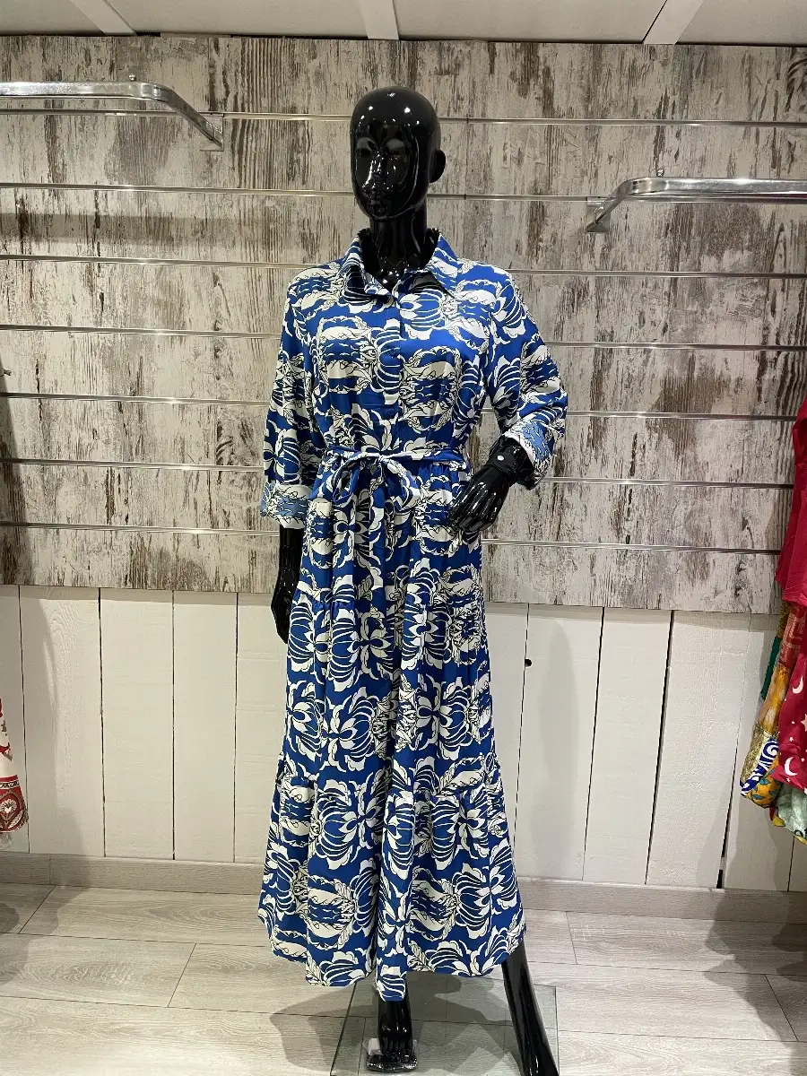 Robe Chemise Longue Imprimée Ceinturée