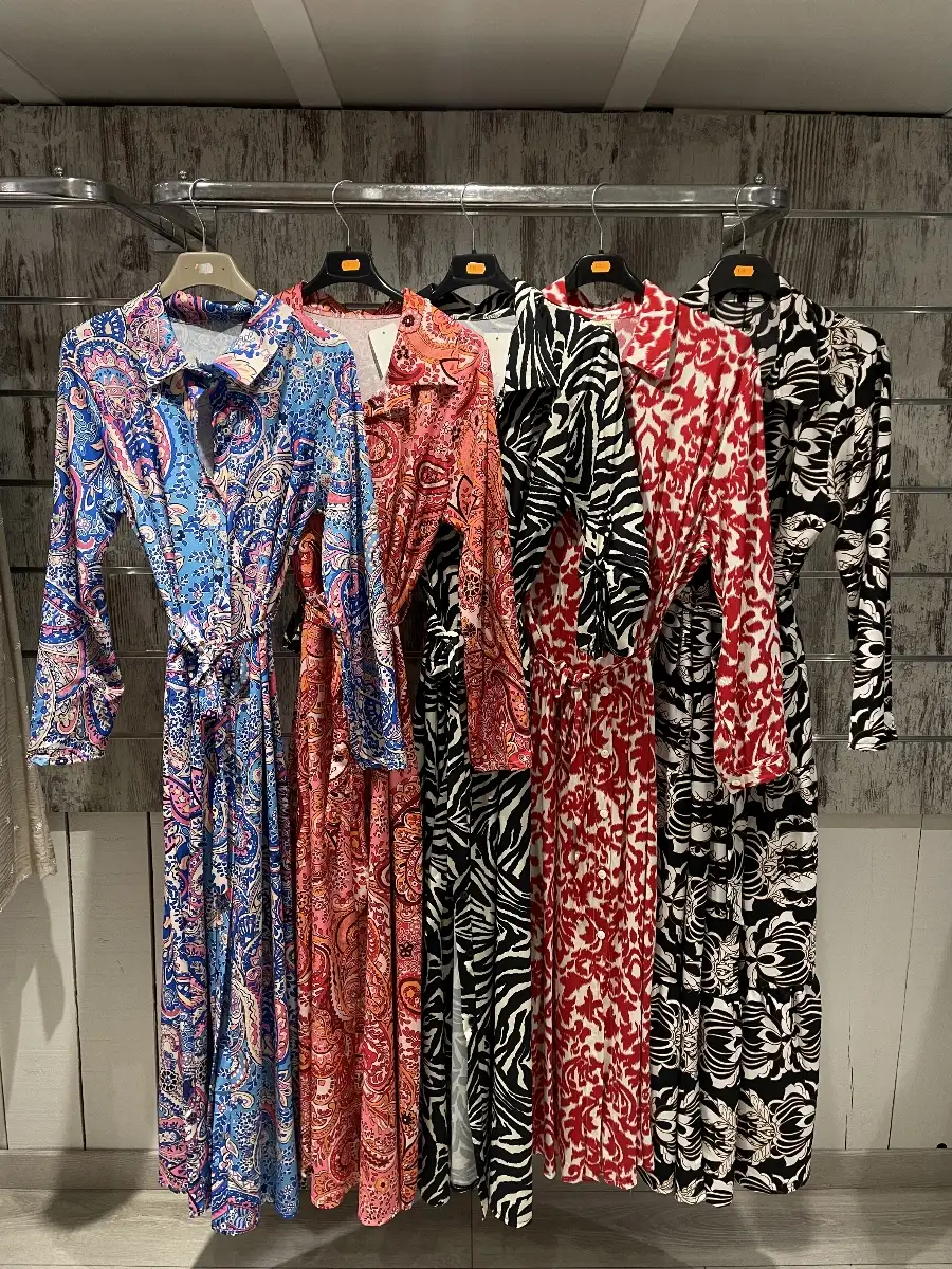 Robe Chemise Longue Imprimée Ceinturée