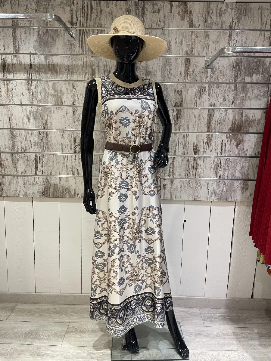 Robe Longue Imprimée Motifs Cachemire
