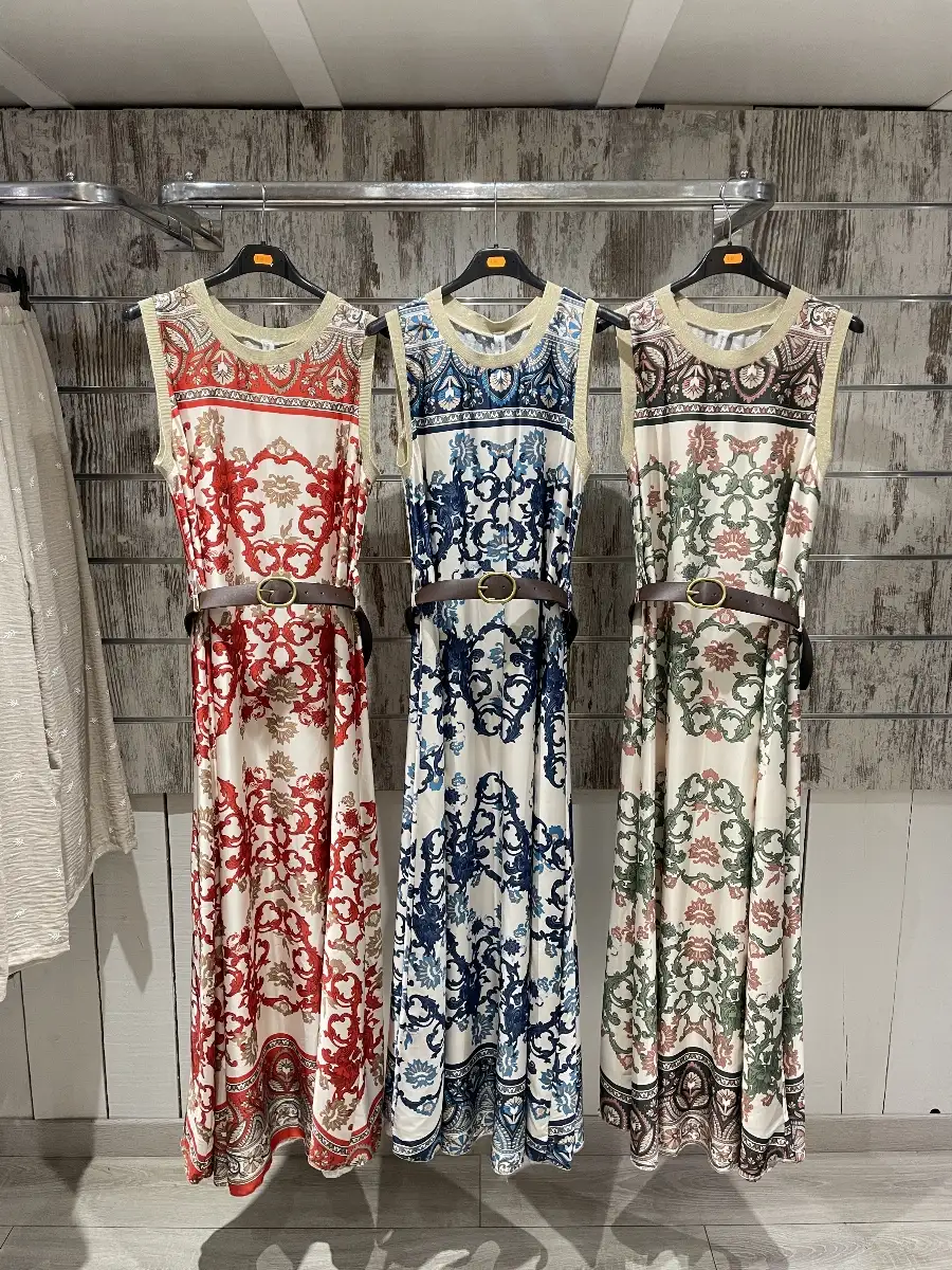 Robe Longue Imprimée Motifs Cachemire