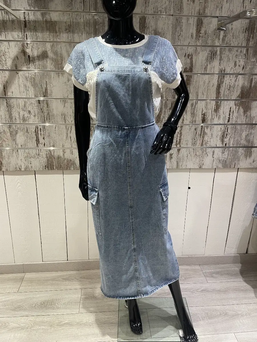 Robe Salopette Longue en Jean Délavé