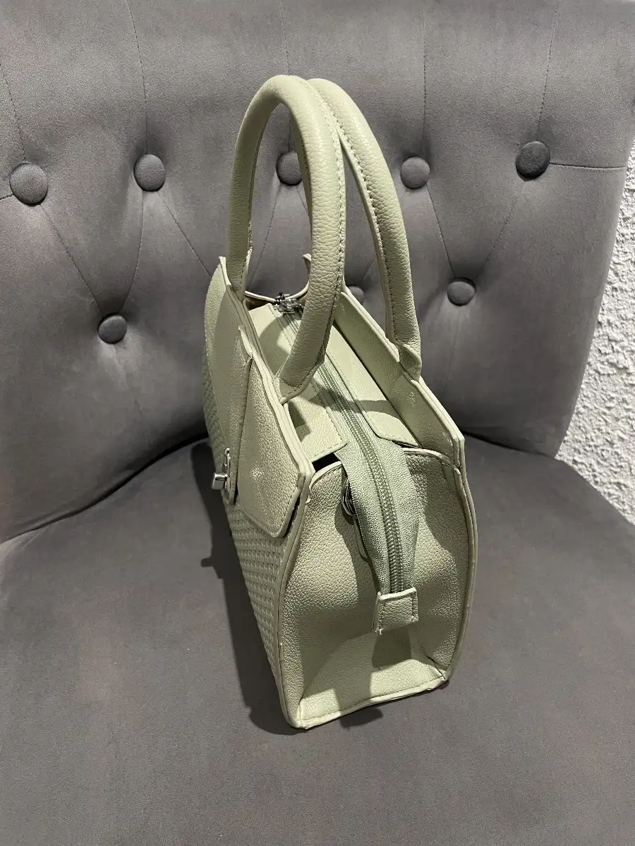 Sac à Main Structuré Vert Pastel avec Détail Tressé