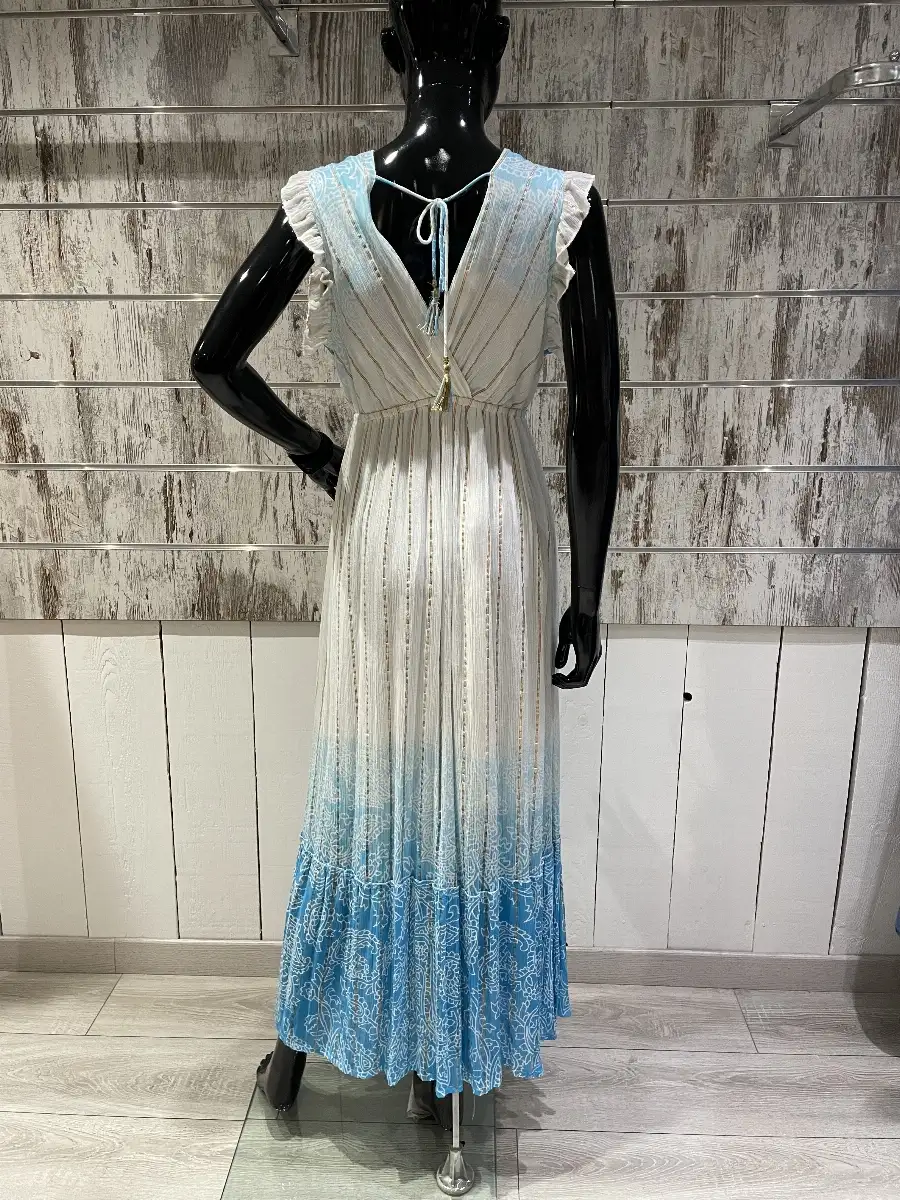 Robe Longue Bohème Chic Dégradé Ethnique – Plissée & Volants