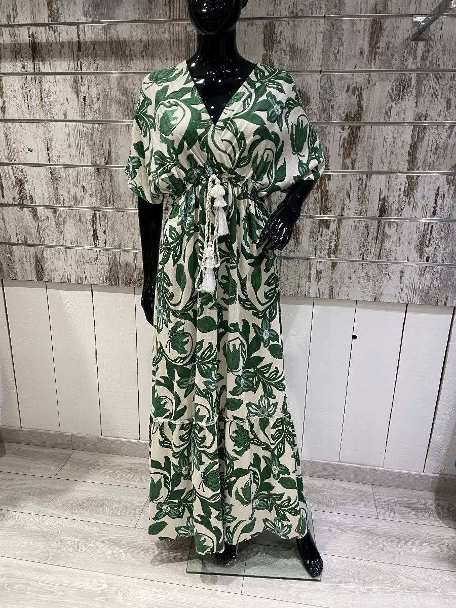 Robe Longue Estivale Imprimé Feuilles